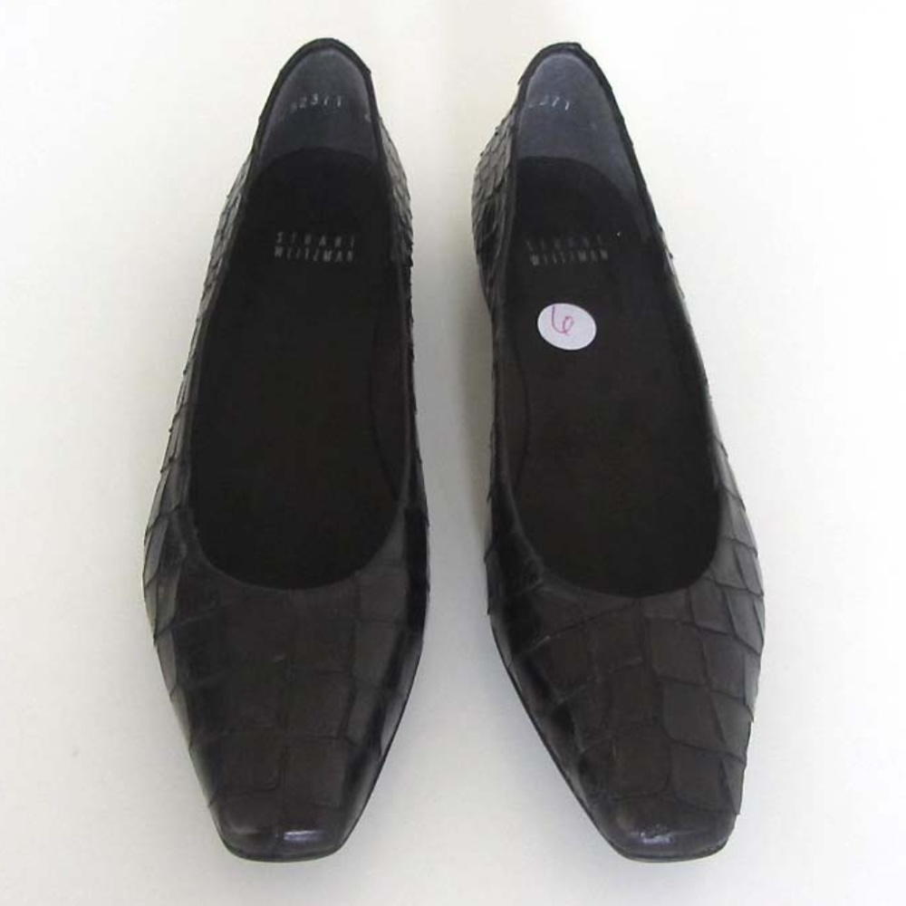 Stuart Weitzman Croc Embossed Pointed Toe Flats 6 - image 5